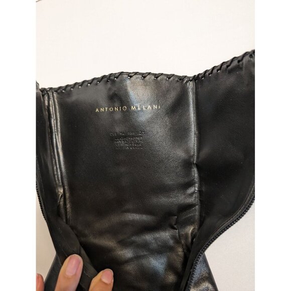 Antonio Melani Y2K Dixie Black Leather Heeled Boots Booties 10 Witchy Gothic - Picture 10 of 11